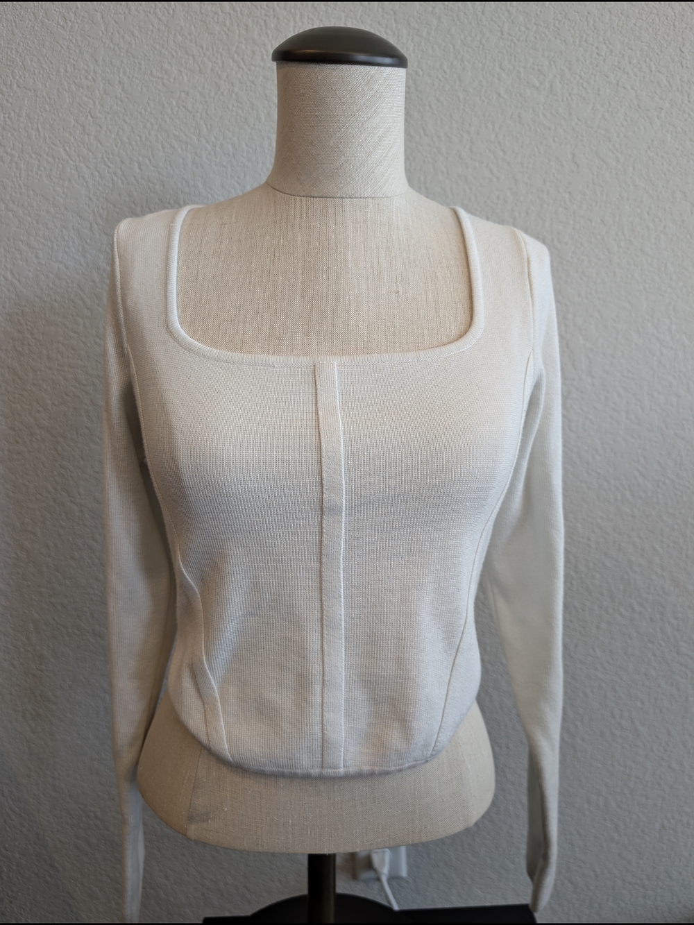 Altar'd State Cream Square Neck Long Sleeve Top